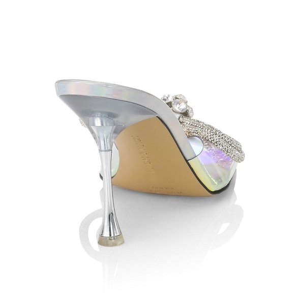 MACH & MACH Double Bow Iridescent PVC Mules Crystal embellished Pumps 7.5 - Picture 3 of 13